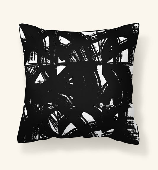 Black Pillow Cover - Grunge Style - Throw Pillows