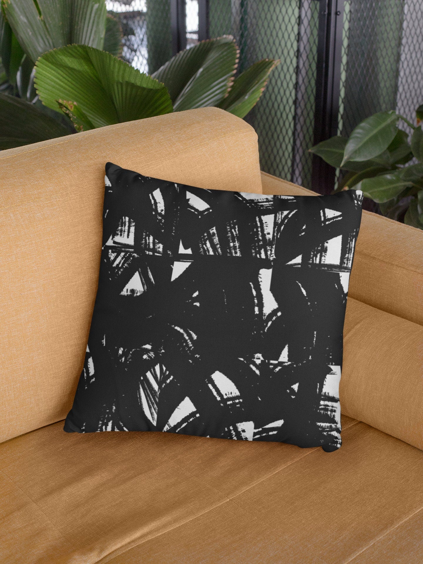 Black Pillow Cover - Grunge Style