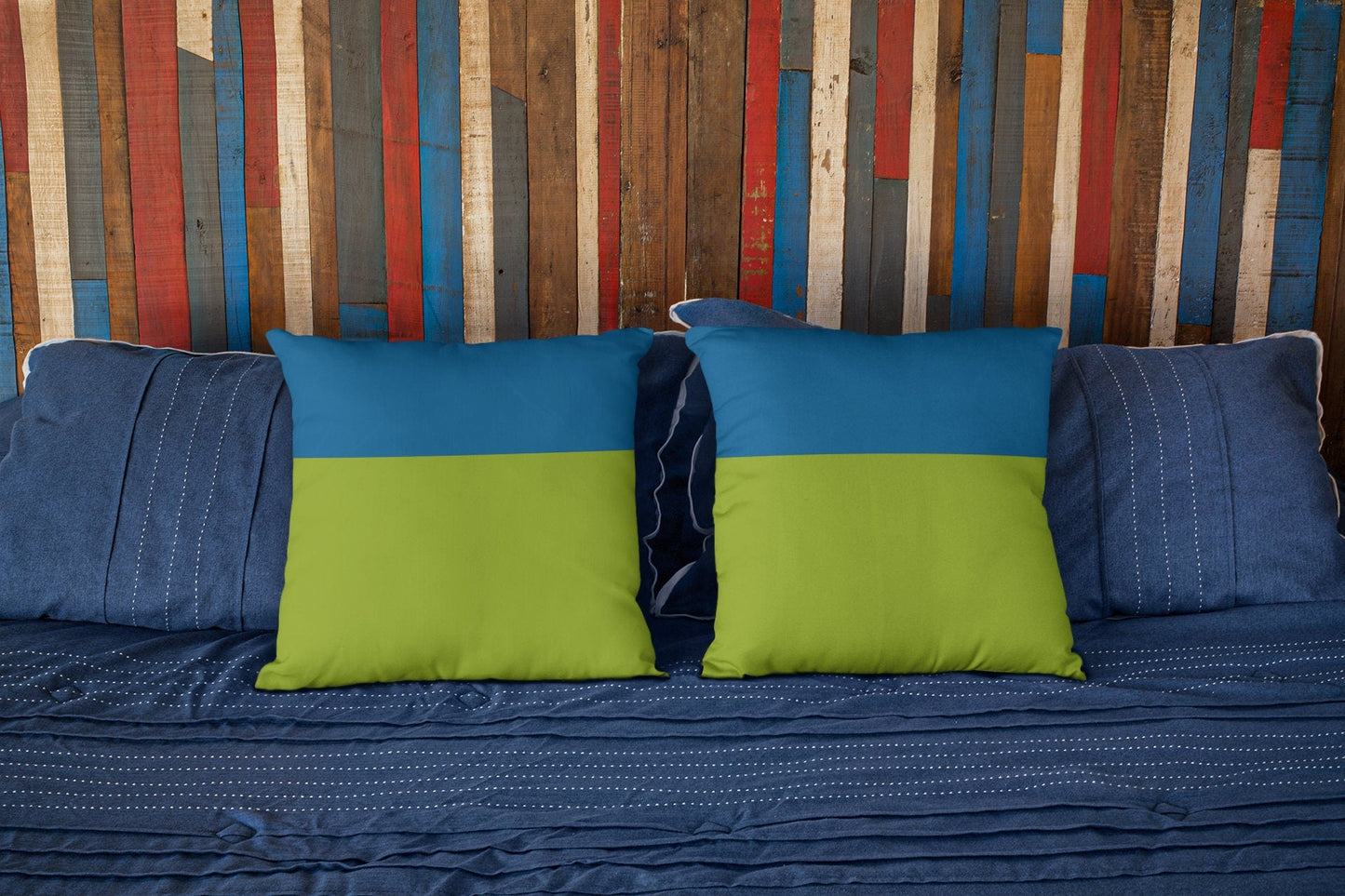 Blue and Green Pillow Cover
