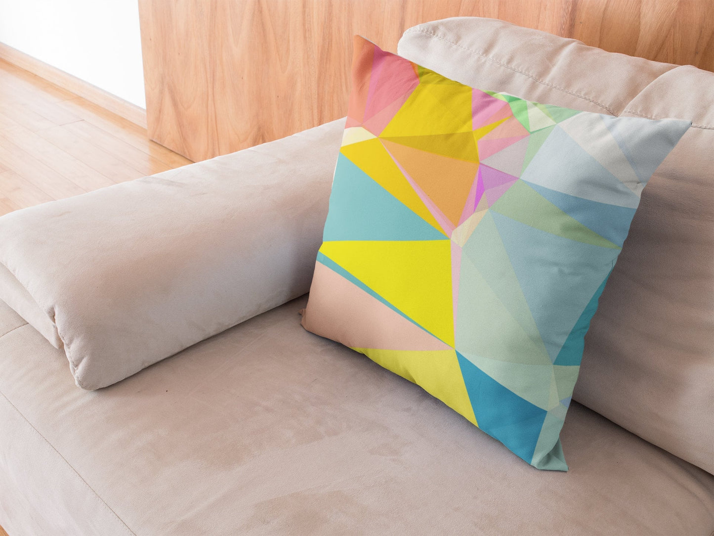 Geometric Throw Pillow Cover - Yellow and Blue