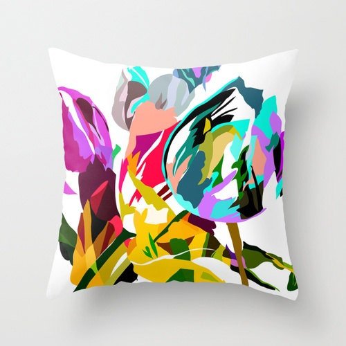 Tulip Pillow Cover - Bright Colorful Floral
