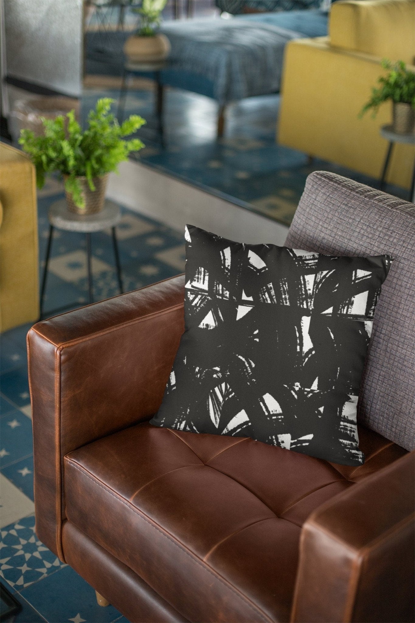 Black Pillow Cover - Grunge Style