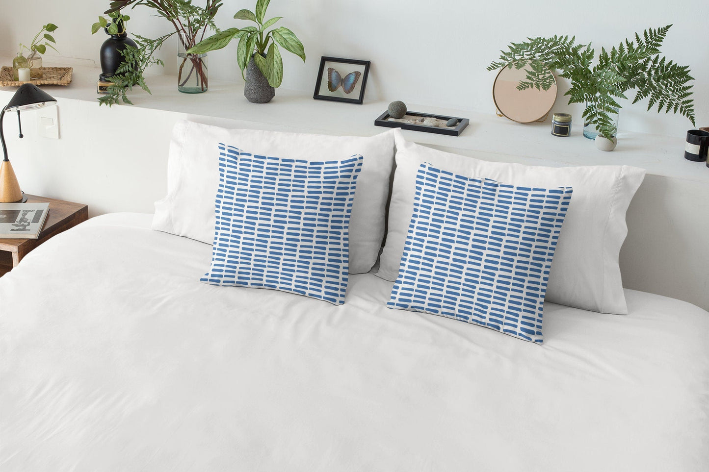 Blue and White Pillow