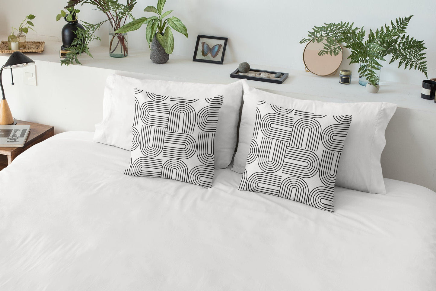 Geometric Pillow Cover - Black and White