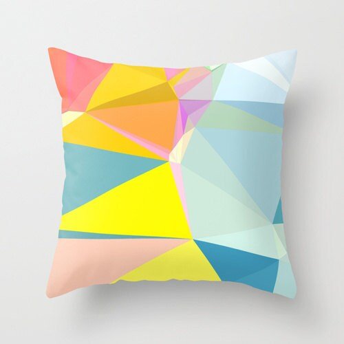 Geometric Throw Pillow Cover - Yellow and Blue - Throw Pillows