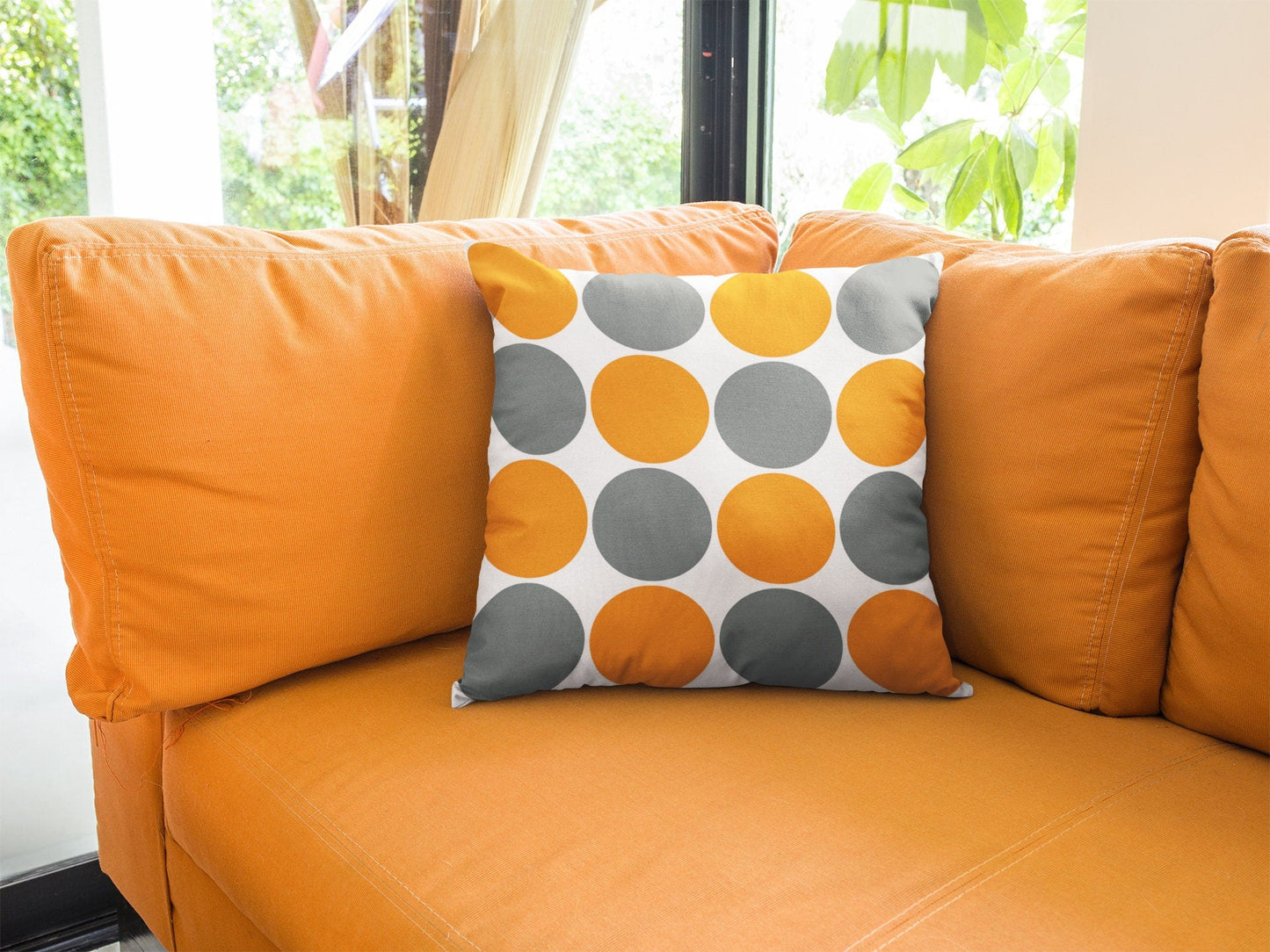 gray and orange throw pillow cover