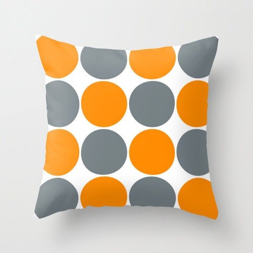 gray and orange throw pillow cover - Throw Pillows