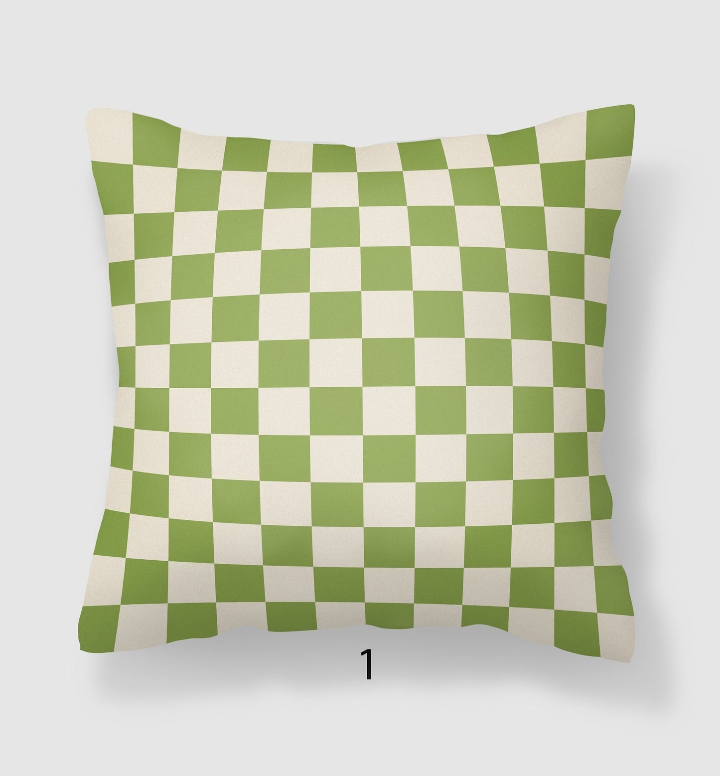 Green checkered pillow