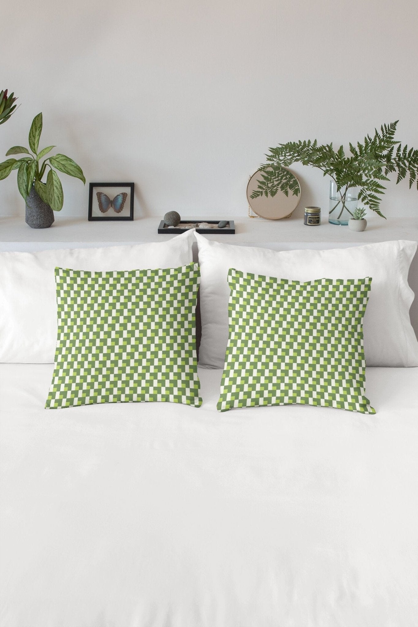 Green Checkered Pillows