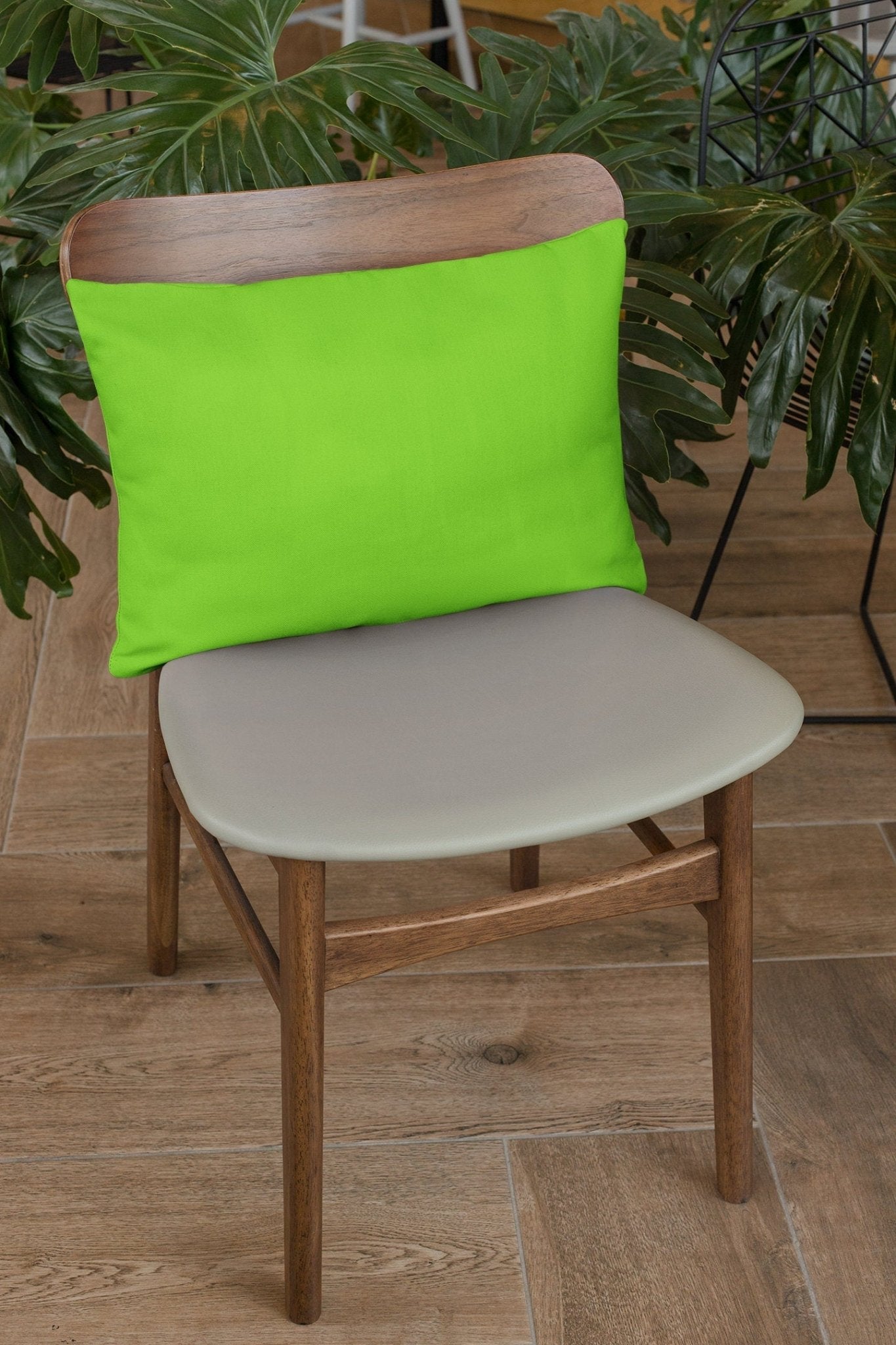 Green Outdoor Lumbar Pillow