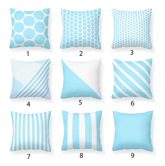 Light Blue and White Outdoor Pillows - Throw Pillows
