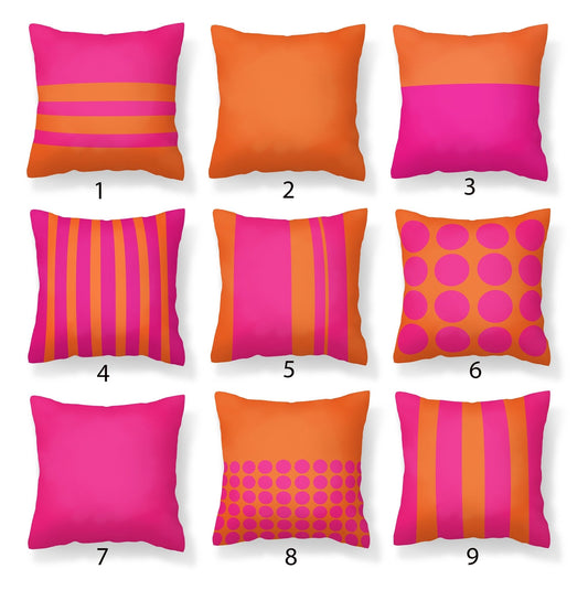 Orange and Pink Outdoor Pillows for Porch or Patio