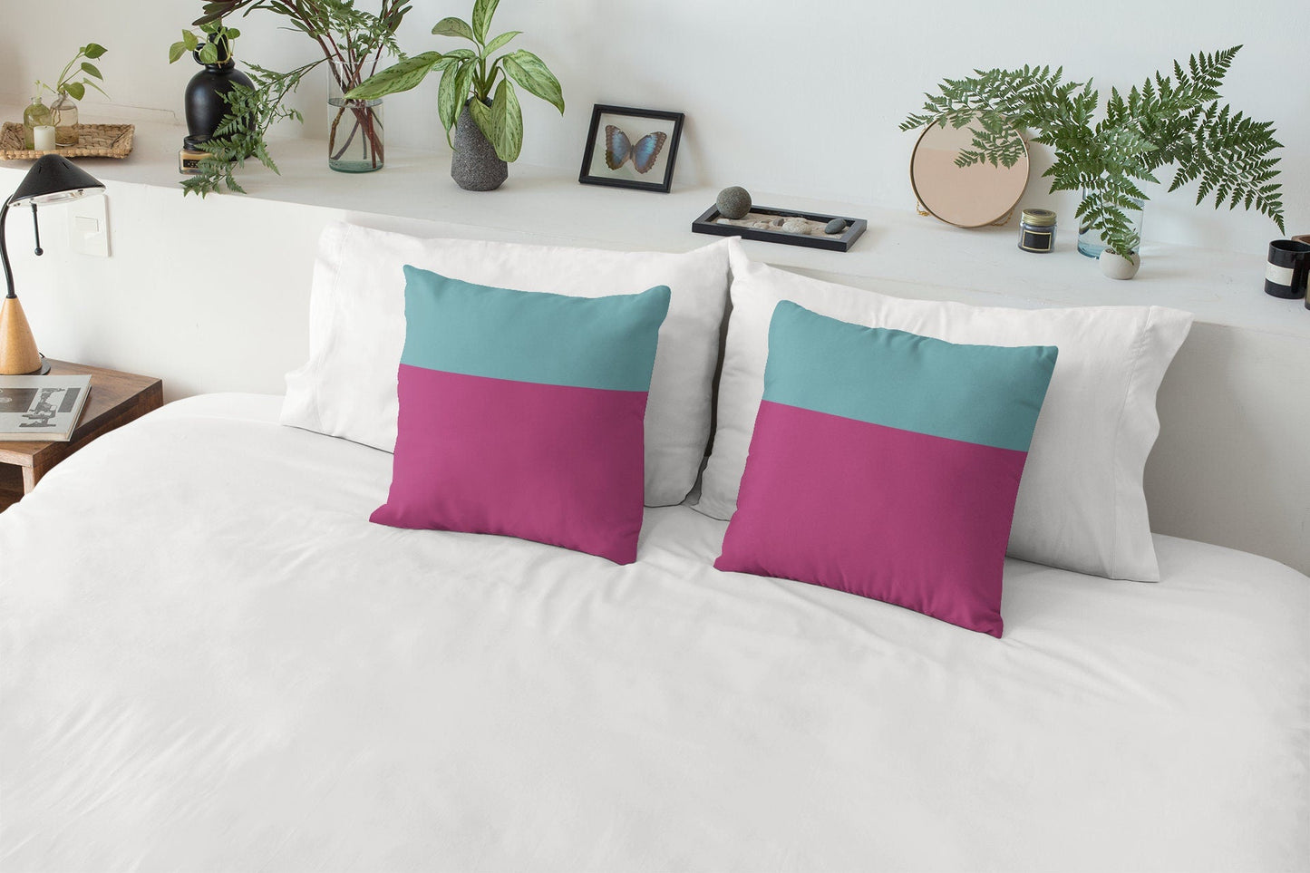 Pink and Blue Pillow Cover