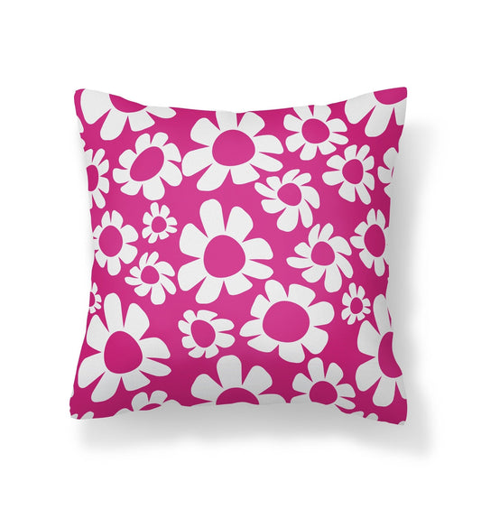 Pink Outdoor Throw Pillow - Retro Floral