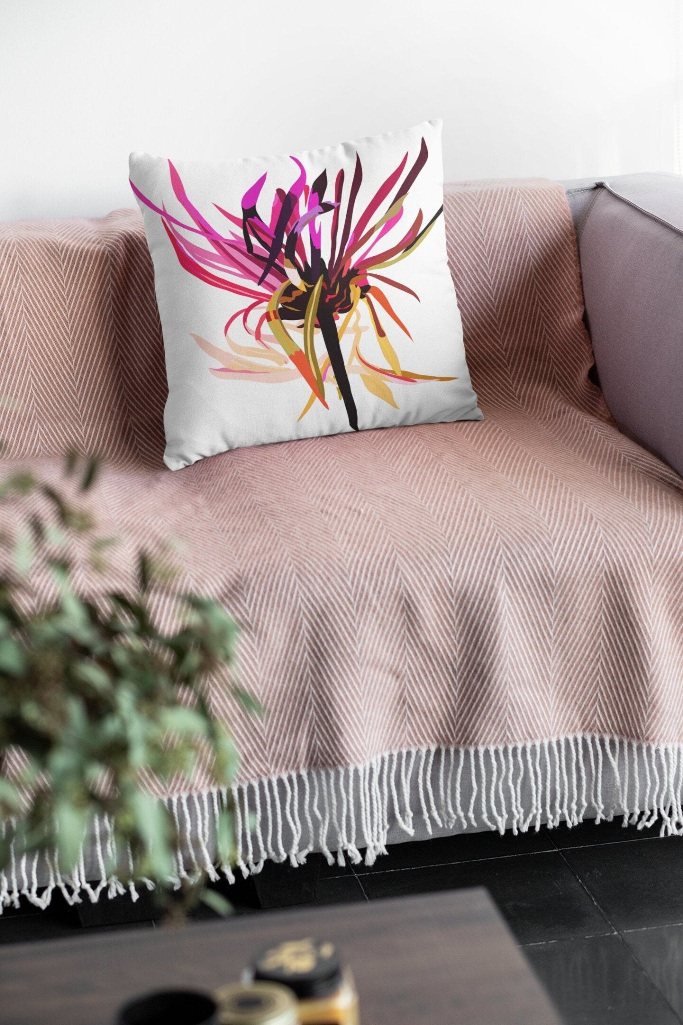 Pink Wildflower Pillow Cover