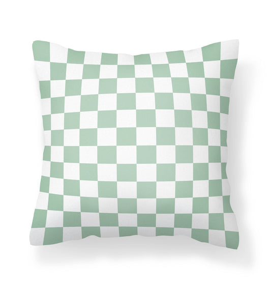 Sage Green Checkered Pillow Cover