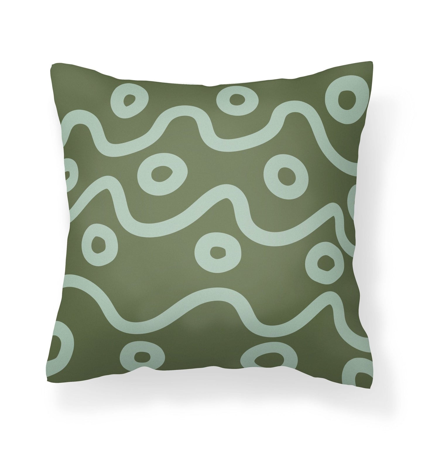 Sage Green Pillow Cover - Abstract Wavy Lines