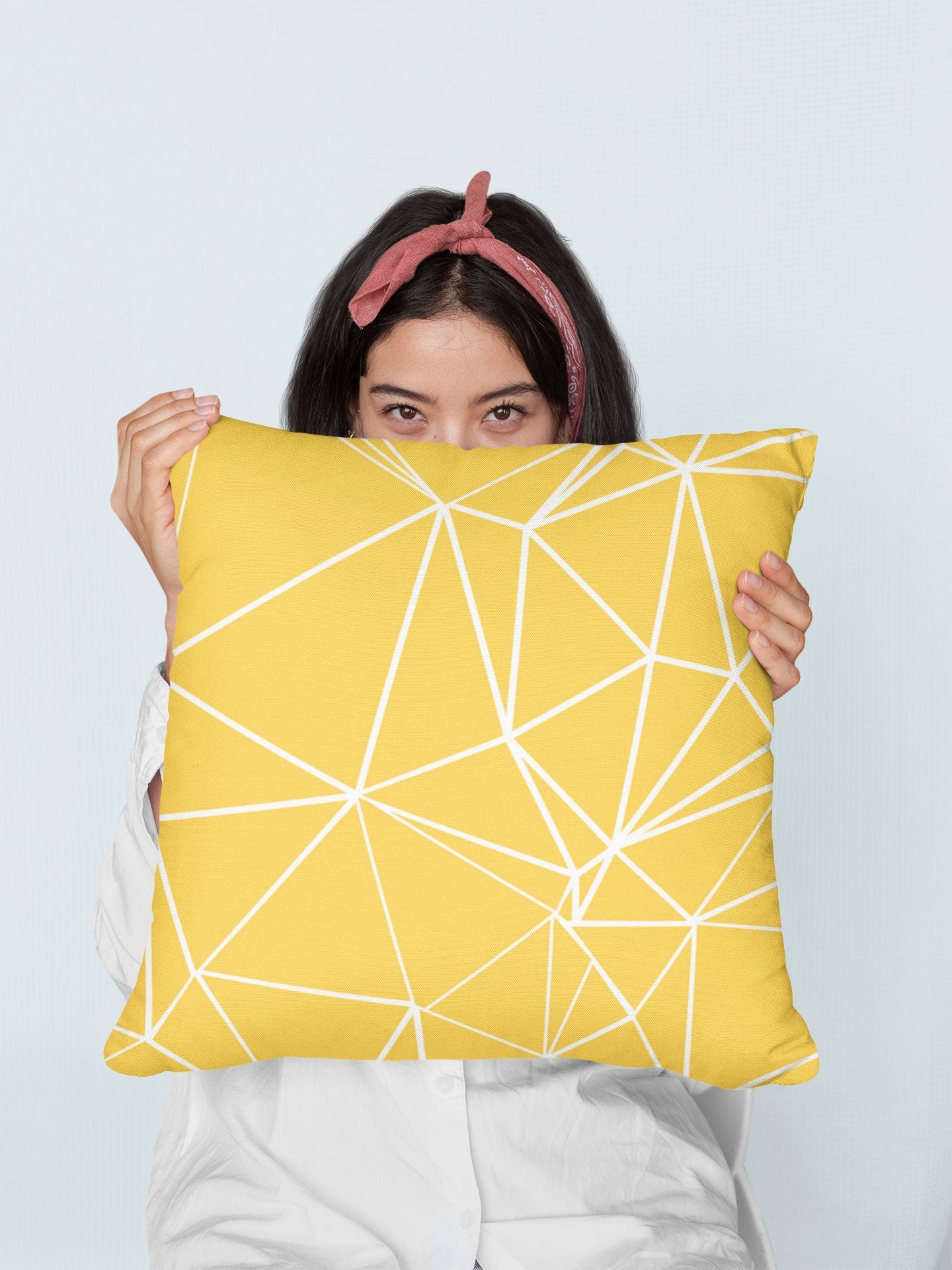 Yellow Outdoor Pillow - Geometric Design